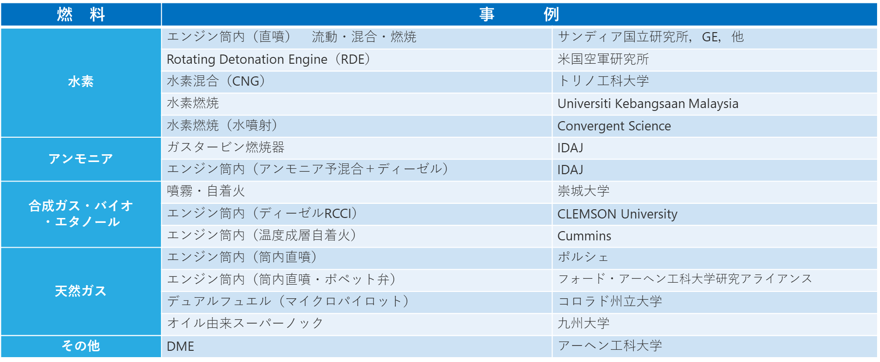  CONVERGEによる新燃料関連の適用事例（一部）