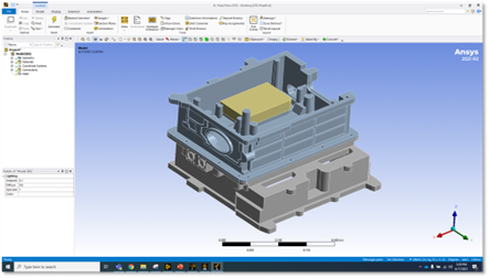 Ansys Discoveryから出力されたデータをAnsysフラッグシップツール群で読み込んだ様子(Ansys Mechanical)