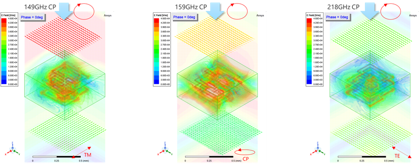 円偏波入射の電界強度分布