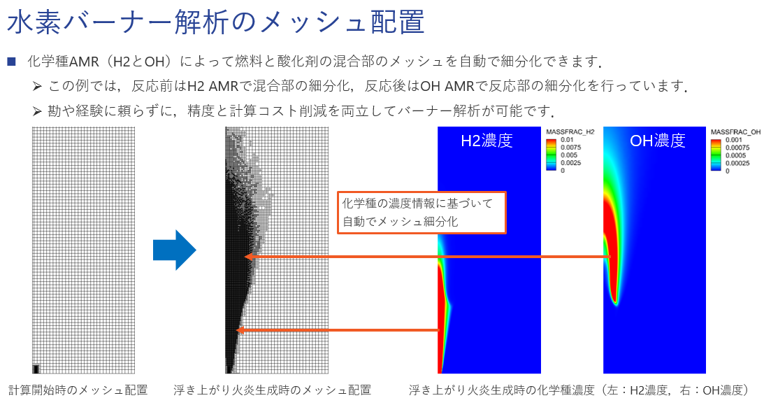 11 化学種AMRによるメッシュの自動細分化