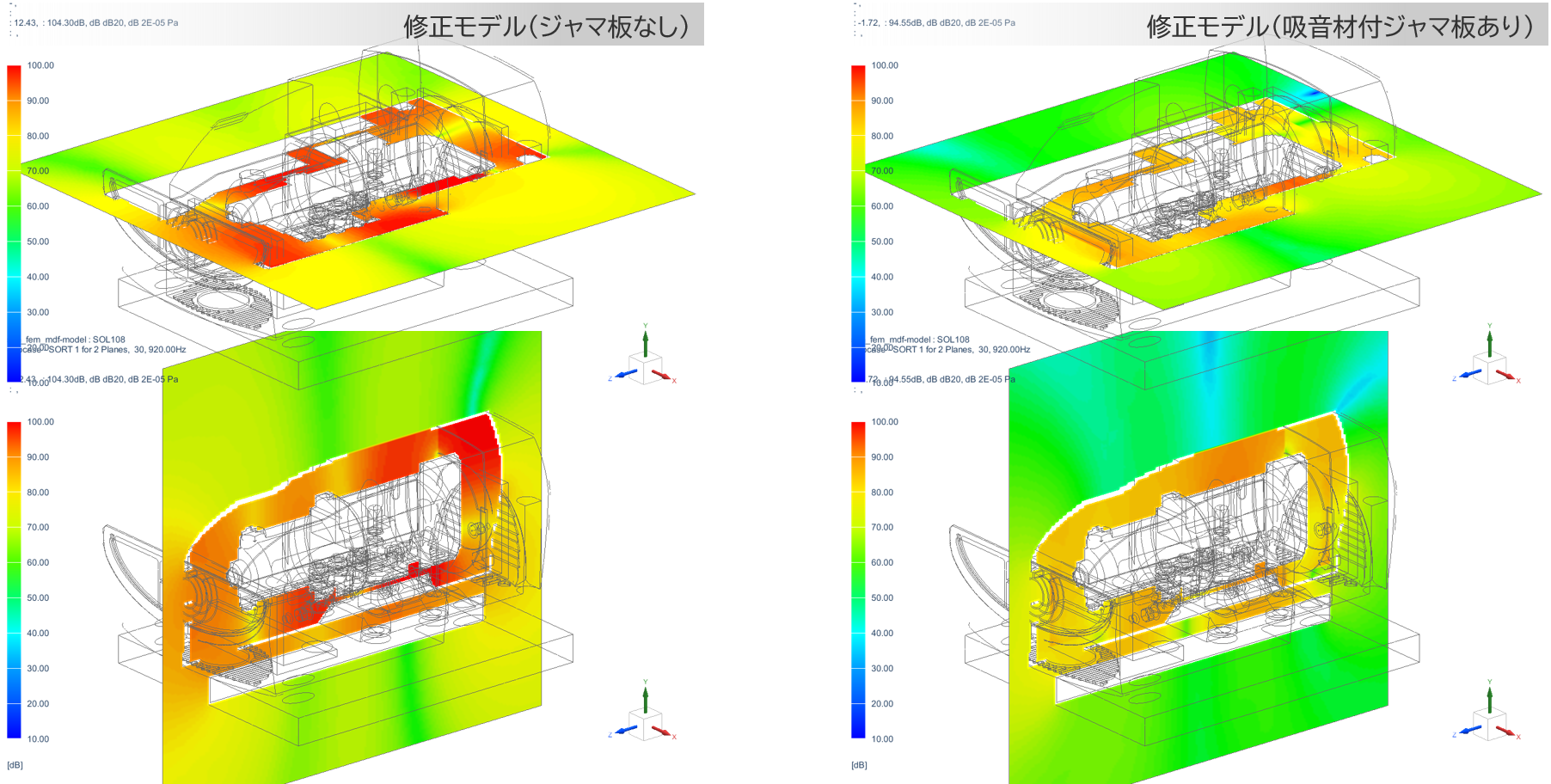 騒音対策案_2平面における音圧レベル分布(920 Hz)
