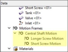 コニカルドライヤーの3つのMotion Frameが表示された、Rocky DEM 4のデータパネル