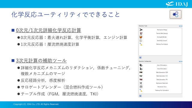 CONVERGEの0D・1Dツール(Chemistry Module)