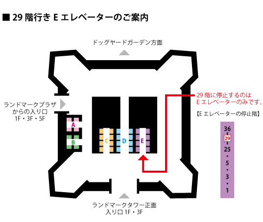 29階行きEエレベーターのご案内