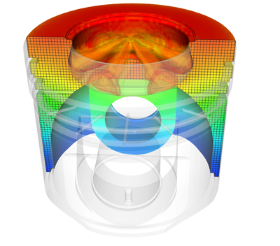 エンジン筒内燃焼解析（ピストン固体熱連成）