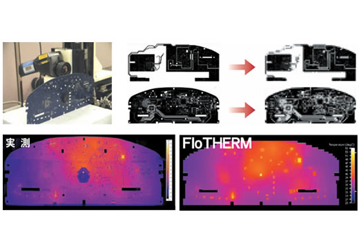 配線パターンも考慮した自動車インパネ基板熱解析