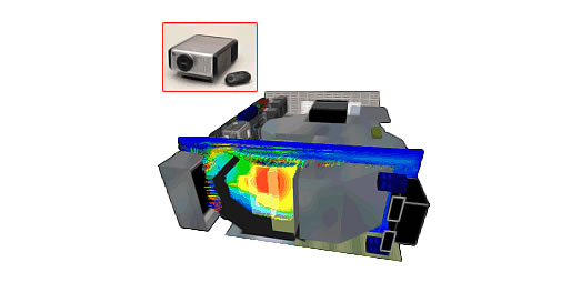 マルチメディアプロジェクターの熱流体解析による低騒音化