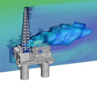 海上石油プラットフォームの流れ解析​